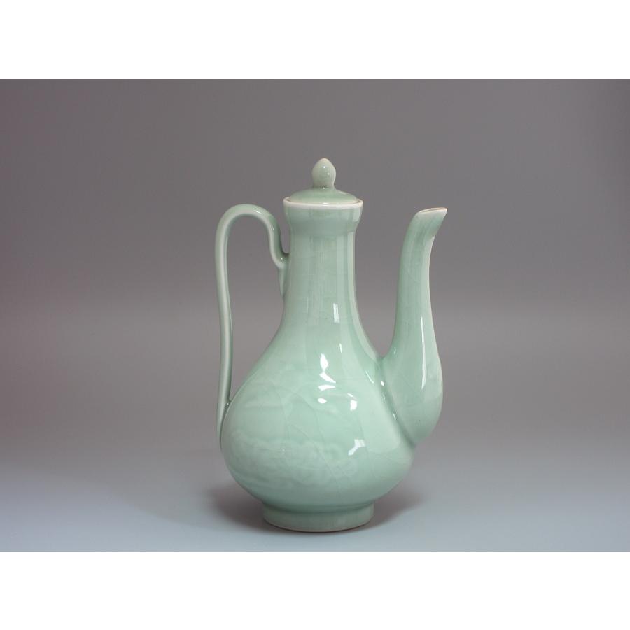 中国龍泉窯 青磁雲鶴紋水注／水指／水瓶／急須／ティーポット （本体