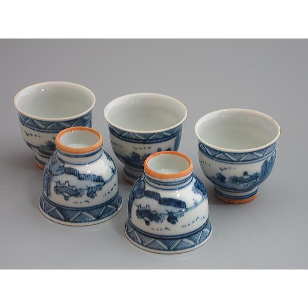 九谷焼 染付楼閣山水図煎茶碗セット : 茶道具商 越中屋 - 通販 - Yahoo 