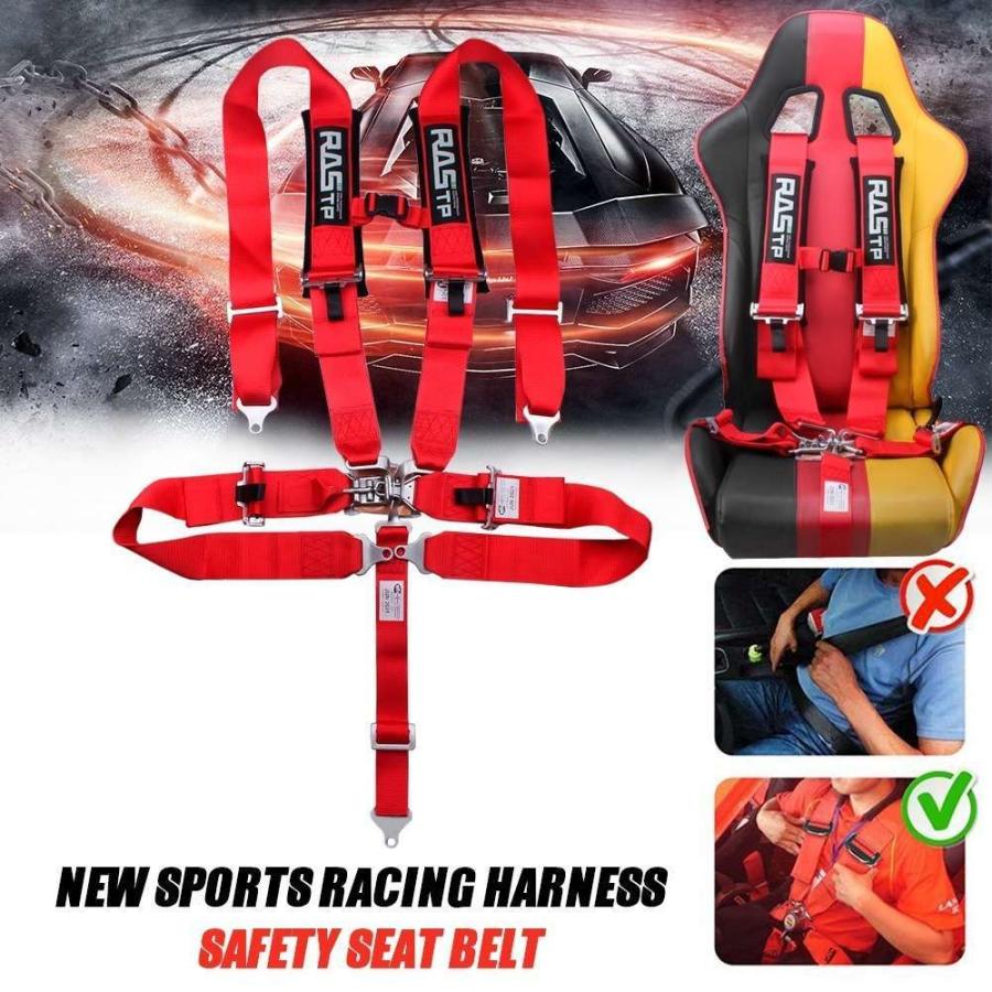 RAS-TP 5点式シートベルト ラッチリンク式バックル ３インチワイドハーネス 胸骨パッド付 （カラー：レッド）