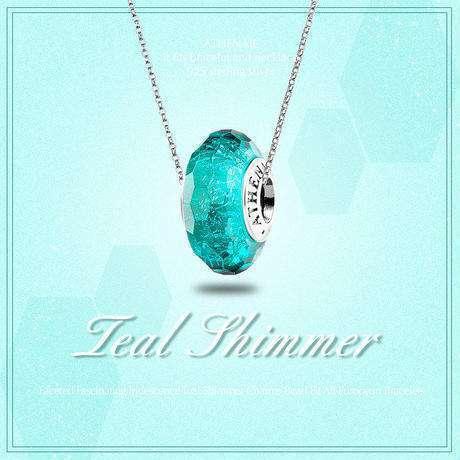 ATHENAIE パンドラ適合 ビーズチャーム シルバー925 ムラーノガラス Murano 925Silver Charm Bead Fit Pandora ティール シマー 緑｜etech-commerce｜03