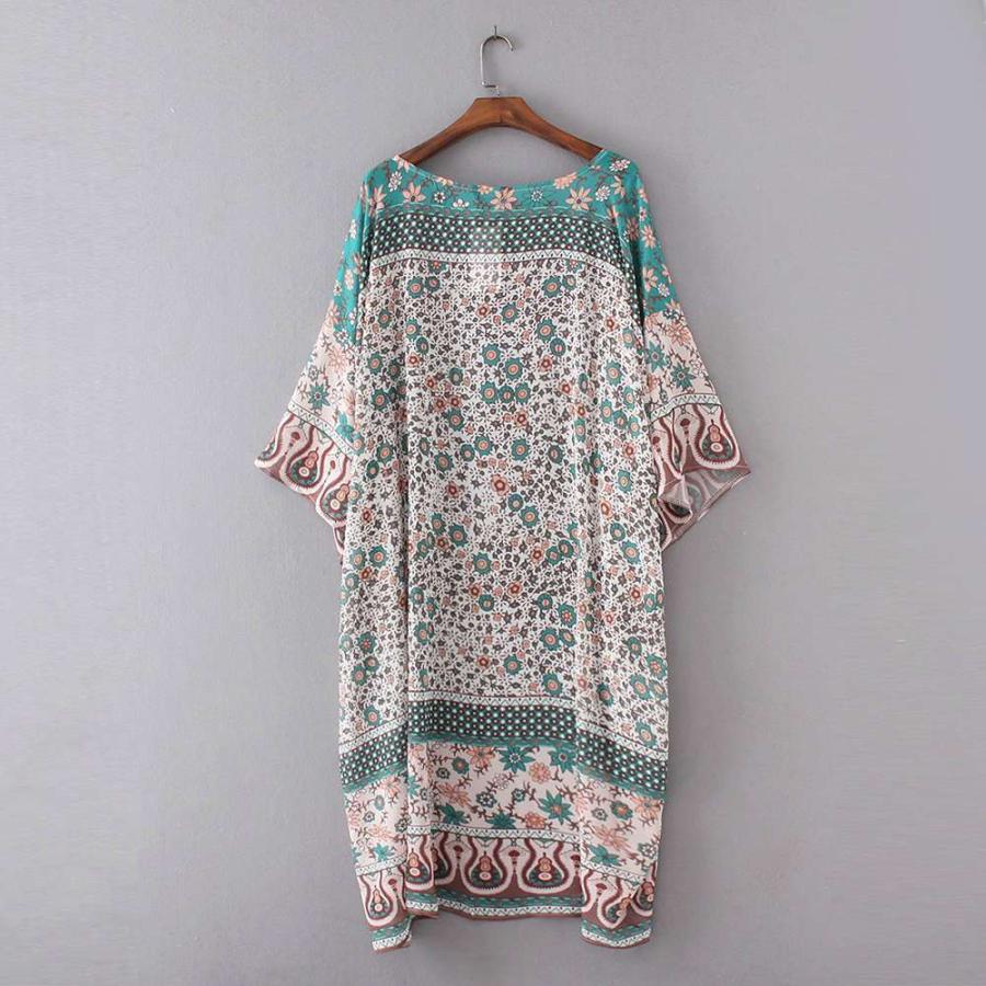 お得! Feitong Vintage 着物 カードigan 女性 Long スリーブ Floral Print Chiffon Loose Shawl Tops｜etech-commerce｜02