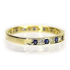 リング エタニティ ダイヤモンド サファイア 結婚指輪 鑑定書 k18ゴールド 父の日の画像