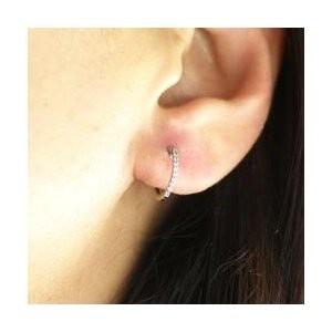 プラチナ900　ダイヤモンド　フープピアス　片耳 ピアス 片耳フープピアス 天然ダイヤモンド 0.05ct Pt900 プラチナ 父
