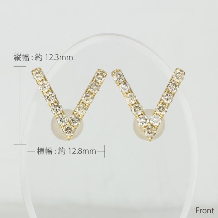 ダイヤモンド ピアス k18 ゴールド 18k 18金 ダイヤ V字 レディース 