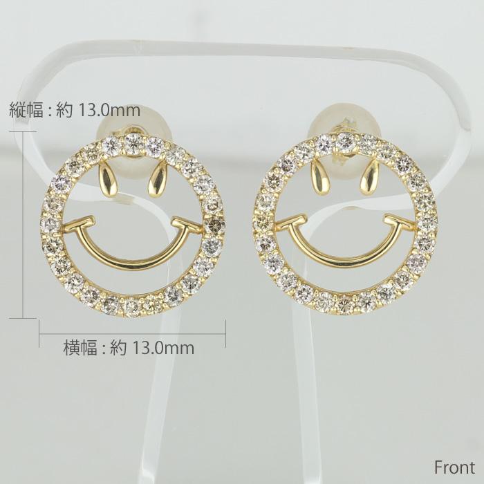 スマイル ピアス 18k ダイヤモンド k18 ゴールド 18金 ダイヤ レディース 父の日の画像