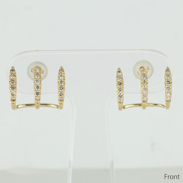 ダイヤモンド ピアス k18 ゴールド 18k 18金 プラチナ Pt900 ダイヤ 3連 レイヤード レディース 父の日の画像