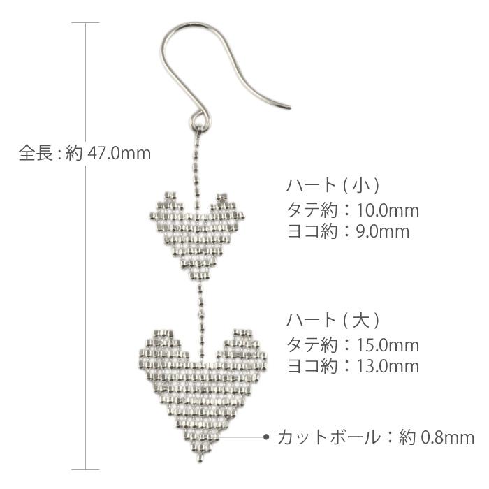 地金 フックピアス ハート プラチナ Pt900 カットボール 揺れる レディース 父の日の画像