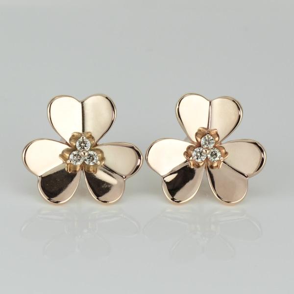 ダイヤモンド ピアス フラワー k18 18k 18金 ゴールド 花 ダイヤ