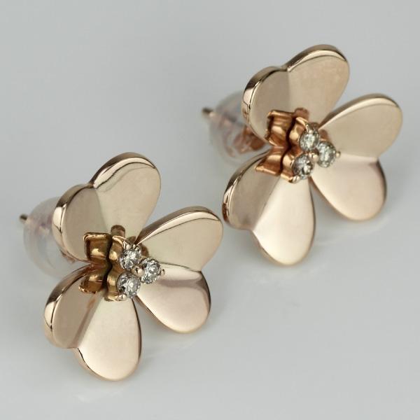 ダイヤモンド ピアス フラワー k18 18k 18金 ゴールド 花 ダイヤ