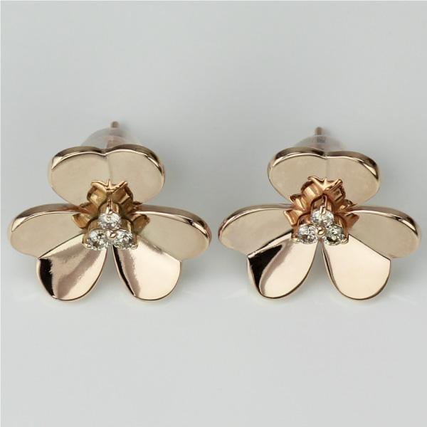 ダイヤモンド ピアス フラワー k18 18k 18金 ゴールド 花 ダイヤ