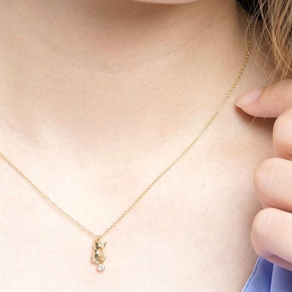 ネックレス レディース 18金 一粒石 ネコ ペンダント エメラルド 猫 キャット k18ゴールド 誕生日 プレゼント ギフト 父の日の画像