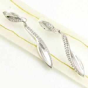 ピアス レディース プラチナ 900 ダイヤモンド 揺れる ロング フェザー 羽 ひねり ウェーブ 誕生日 プレゼント 母の日 爆買 |  | 01