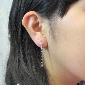 ダイヤモンド ピアス ゴールド 10k 揺れる ロング スター ストレート 10金 K10 父の日の画像