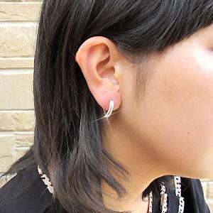 ダイヤモンド ピアス フープ ゴールド 10k 中折れ 2連 ダブル エタニティ 10金 K10 誕生日 プレゼント 父の日の画像