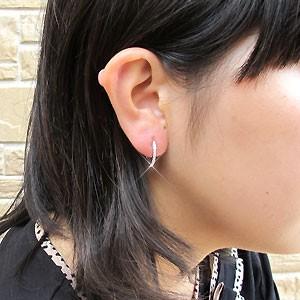 ダイヤモンド ピアス フープ ゴールド 10k 中折れ エタニティ 10金 K10 誕生日 プレゼント 父の日の画像