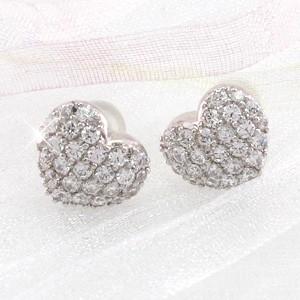 ピアス ゴールド 10k ダイヤモンド ハート パヴェ1.00ct 10金 K10 父の日の画像