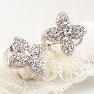 【新商品】 ダイヤモンド イヤリング レディース クリップ ピアス プラチナ 900 パヴェ フラワー 1.00ct 【NAN3410422262】(119900円)