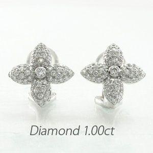 【新商品】 ダイヤモンド イヤリング レディース クリップ ピアス プラチナ 900 パヴェ フラワー 1.00ct 【NAN3410422262】(119900円)