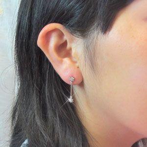 ダイヤモンド ピアス プラチナ 900 スター 星 フラワー 花 揺れる ロング ストレート 父の日の画像