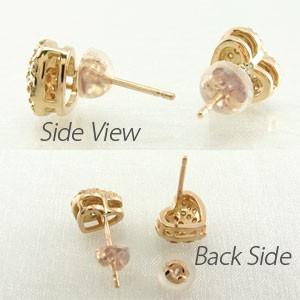 ダイヤモンド ピアス ゴールド 18k パヴェ ハート 18金 父の日の画像