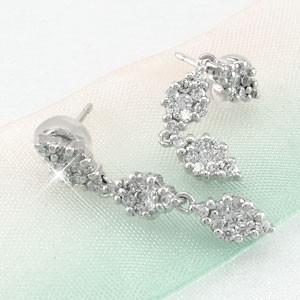 ピアス ゴールド 10k ダイヤモンド 揺れる ひし形 ミステリー スゴージャス 10金0.70ct 父の日の画像