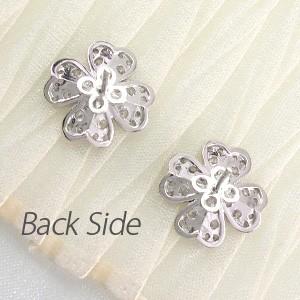 ピアス ゴールド 10k ダイヤモンド パヴェ フラワー 花0.70ct 10金 K10 父の日の画像