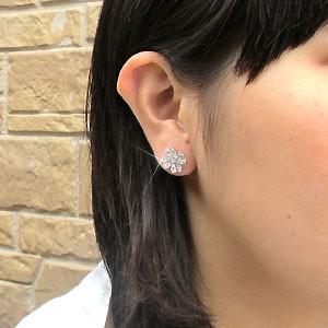 ピアス ゴールド 10k ダイヤモンド パヴェ フラワー 花0.70ct 10金 K10 父の日の画像