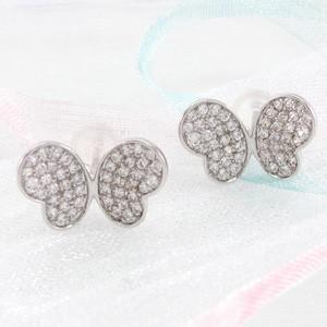 ピアス ゴールド 10k ダイヤモンド パヴェ バタフライ 蝶々 蝶 パピヨン10金 K10 父の日の画像