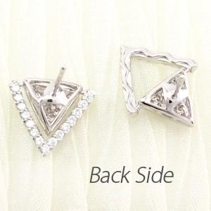 ピアス ゴールド 10k ダイヤモンド パヴェ トライアングル 三角 2way10金 K10 父の日の画像
