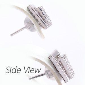 ピアス ゴールド 18k ダイヤモンド パヴェ スクエア 2way 地金 コンビ0.50ct 18金 k18 父の日の画像