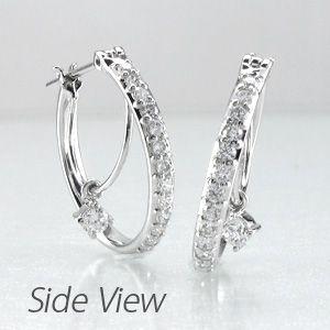 ダイヤモンド ピアス フープ プラチナ 900 中折れ クロッシング 揺れる