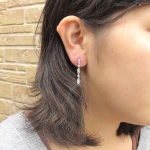 ピアス ゴールド 10k ダイヤモンド マーキス 揺れる ロング ストレート 10金 K10 誕生日 プレゼント 父の日の画像