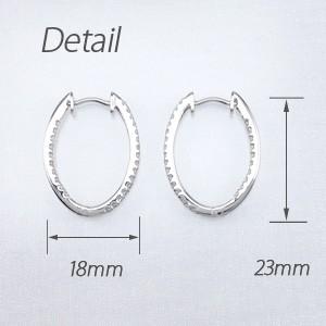 ダイヤモンド ピアス フープ ゴールド 10k 中折れ オーバル スレンダー 誕生日 プレゼント 父の日の画像