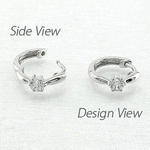 ダイヤモンド ピアス フープ ゴールド 18k 中折れ シンプル 一粒 k18 誕生日 プレゼント 父の日の画像