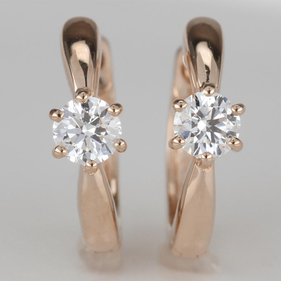 ダイヤモンド ピアス フープ ゴールド 18k 中折れ シンプル 一粒 k18 誕生日 プレゼント 父の日の画像