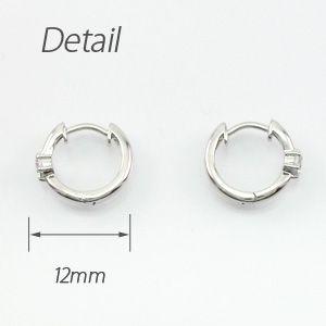 ダイヤモンド ピアス フープ ゴールド 18k 中折れ シンプル 一粒 k18 誕生日 プレゼント 父の日の画像