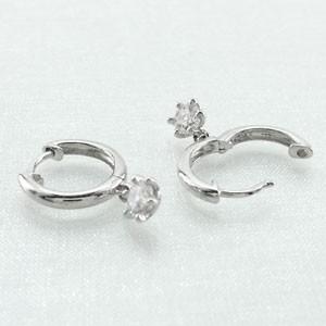 ダイヤモンド ピアス フープ ゴールド 18k 中折れ 揺れる 一粒ダイヤ 父の日の画像