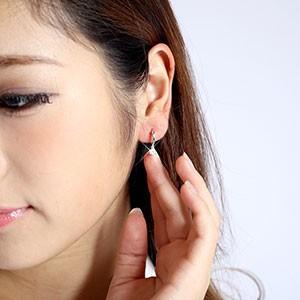 ダイヤモンド ピアス フープ プラチナ 900 中折れ 揺れる 一粒