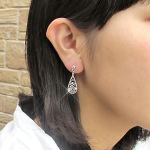 ダイヤモンド ピアス プラチナ 900 アンティーク 透かし 揺れる 父の日の画像