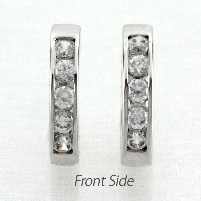 ダイヤモンド ピアス フープ 中折れ エタニティ レール留め プラチナ