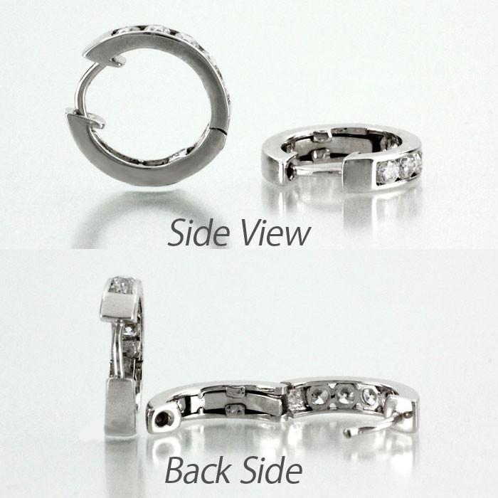 ダイヤモンド ピアス フープ 中折れ エタニティ レール留め プラチナ