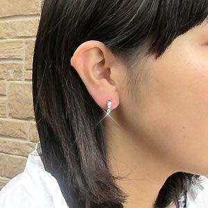 ダイヤモンド ピアス フープ 中折れ エタニティ レール留め プラチナ