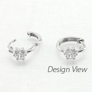 ダイヤモンド ピアス フープ ゴールド 10k 中折れ シンプル 一粒 10金 K10 誕生日 プレゼント 父の日の画像