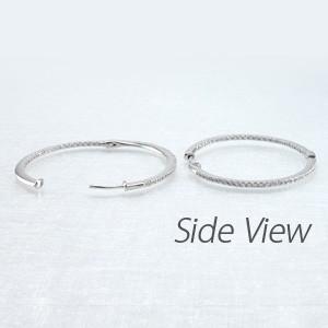 ダイヤモンド ピアス フープ ゴールド 10k 中折れ エタニティ スレンダー 誕生日 プレゼント 父の日の画像