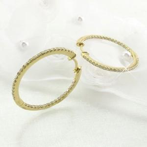 ダイヤモンド ピアス フープ ゴールド 18k 中折れ サークル k18 YG