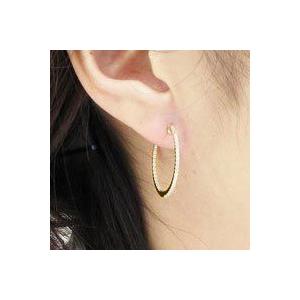 ダイヤモンド ピアス フープ ゴールド 18k 中折れ サークル k18 YG