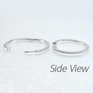 ダイヤモンド ピアス フープ ゴールド 10k 中折れ エタニティ スレンダー 誕生日 プレゼント 父の日の画像