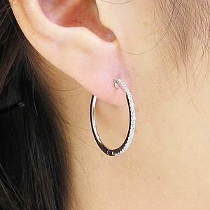ダイヤモンド ピアス フープ ゴールド 10k 中折れ エタニティ スレンダー 誕生日 プレゼント 父の日の画像