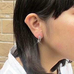 ダイヤモンド ピアス フープ ゴールド 10k 中折れ 2連 ダブル エタニティ 10金 K10 誕生日 プレゼント 父の日の画像