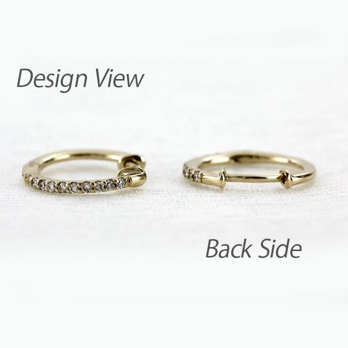 ダイヤモンド ピアス フープ イエローゴールド 18k 中折れ エタニティ スレンダー 誕生日 プレゼント 父の日の画像